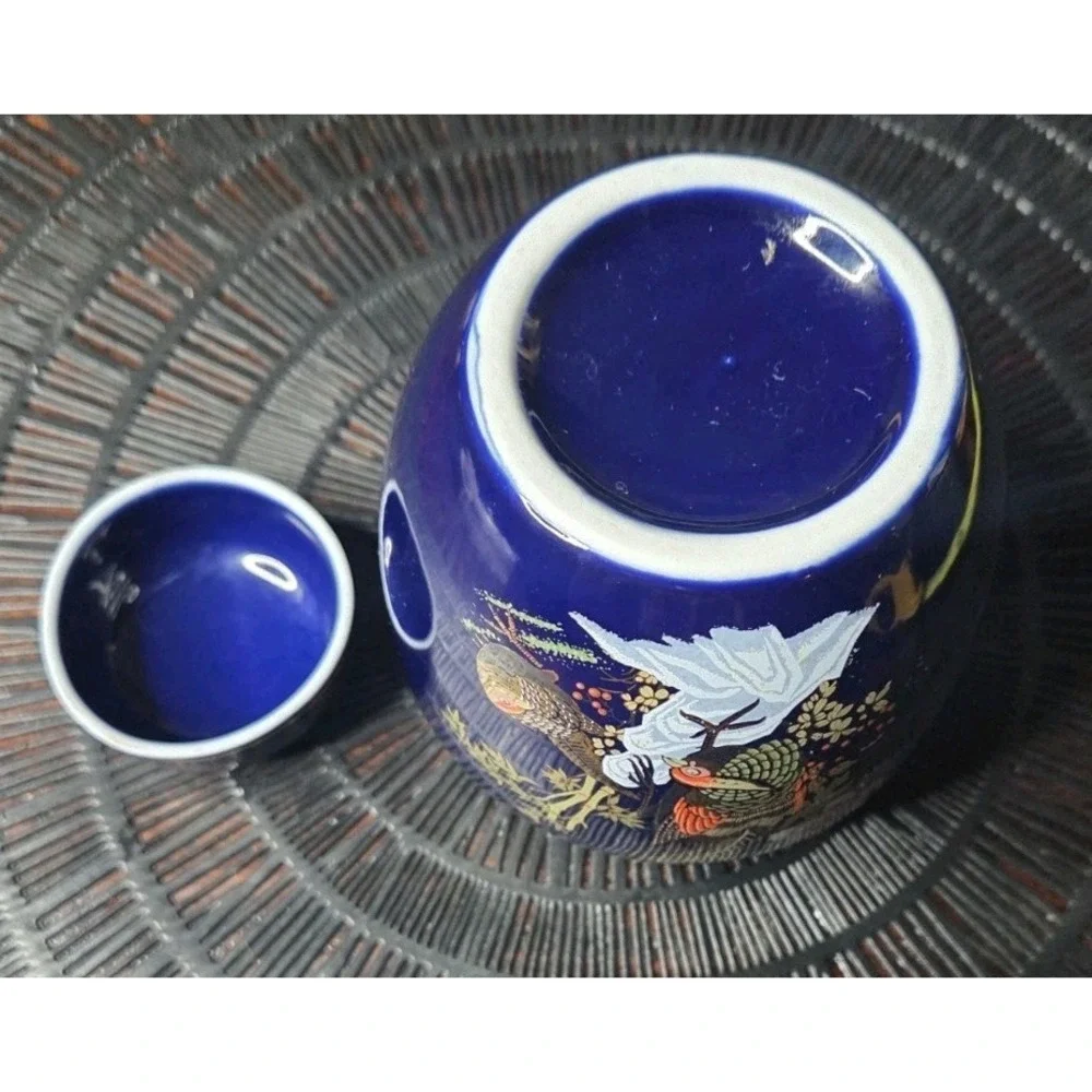 Vintage Ceramic Cobalt Blue Japanese 4.5